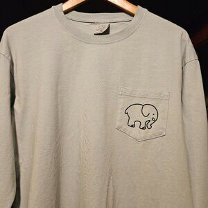 Ivory Ella Long Sleeve Elephant Shirt - Size Medium - Gray/Blue Color